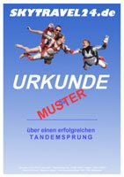 Geschenkurkunde Skytravel24 für Tandemspringen Fallschirmsprung am Sprungplatz Altenstadt